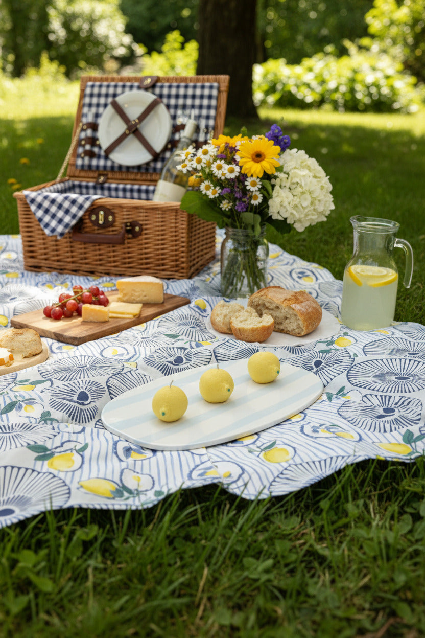Zitrone kerzen beim picknick